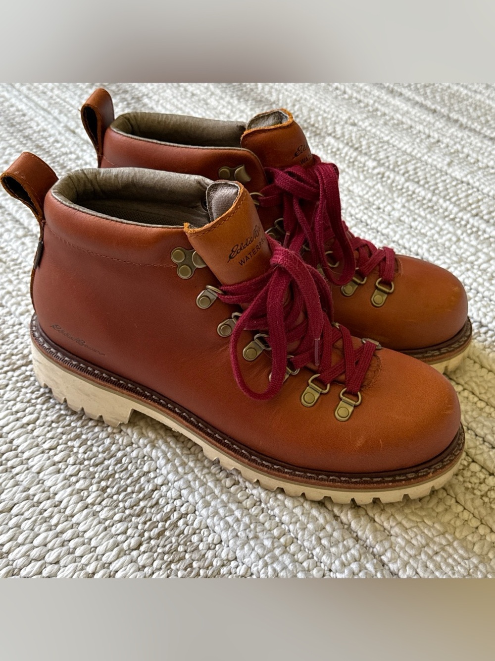 Womans Eddie Bauer Original K-Series Hiking Boots Size 8 Brown And Red Boot